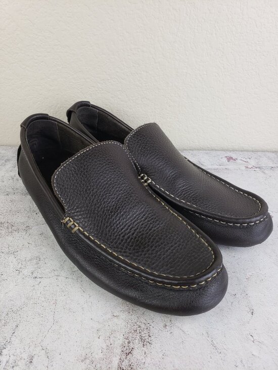 Vionic Parker Leather Driving Moccasin Loafers Brown Orthaheel size 11 Men\'s main image 6